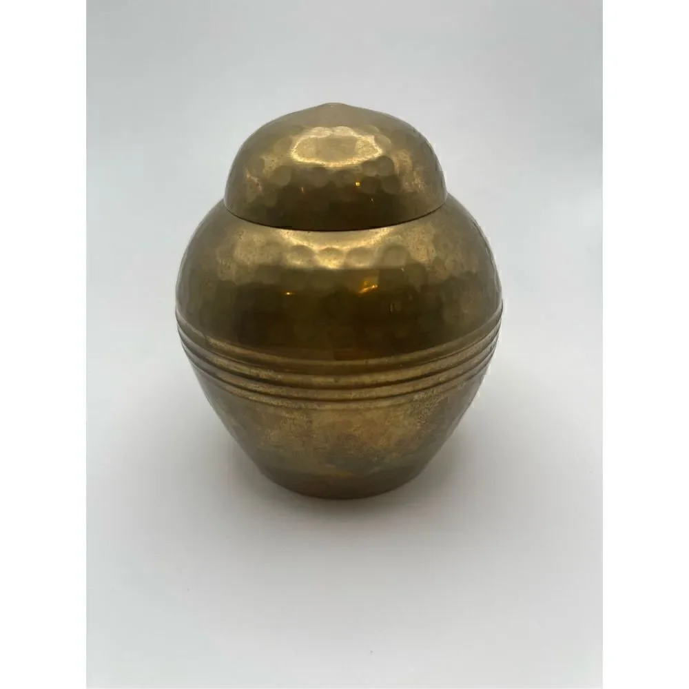 Metal small vintage ginger jar brass